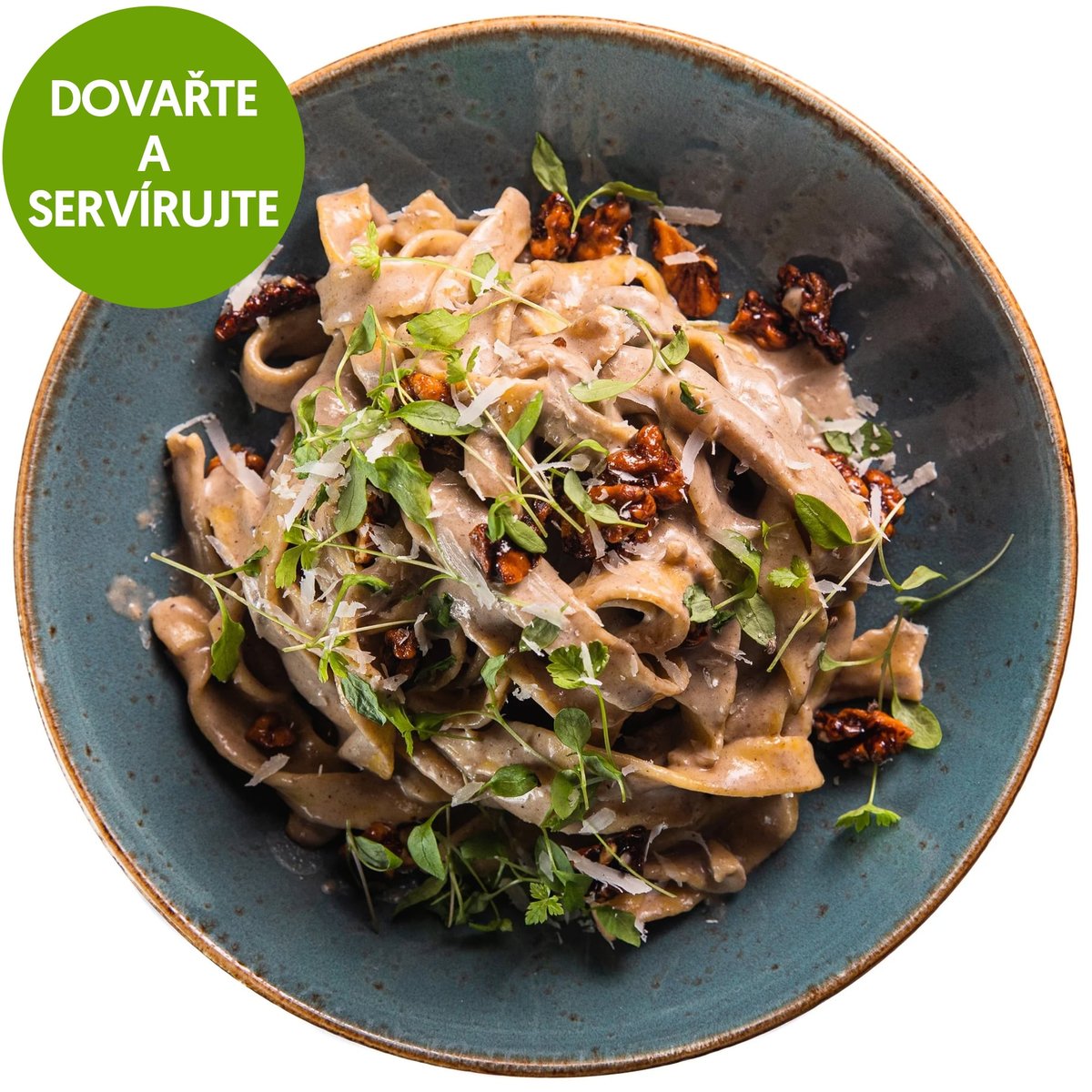 Tagliatele s hříbkovou omáčkou a vlašskými ořechy z Pasta Fresca