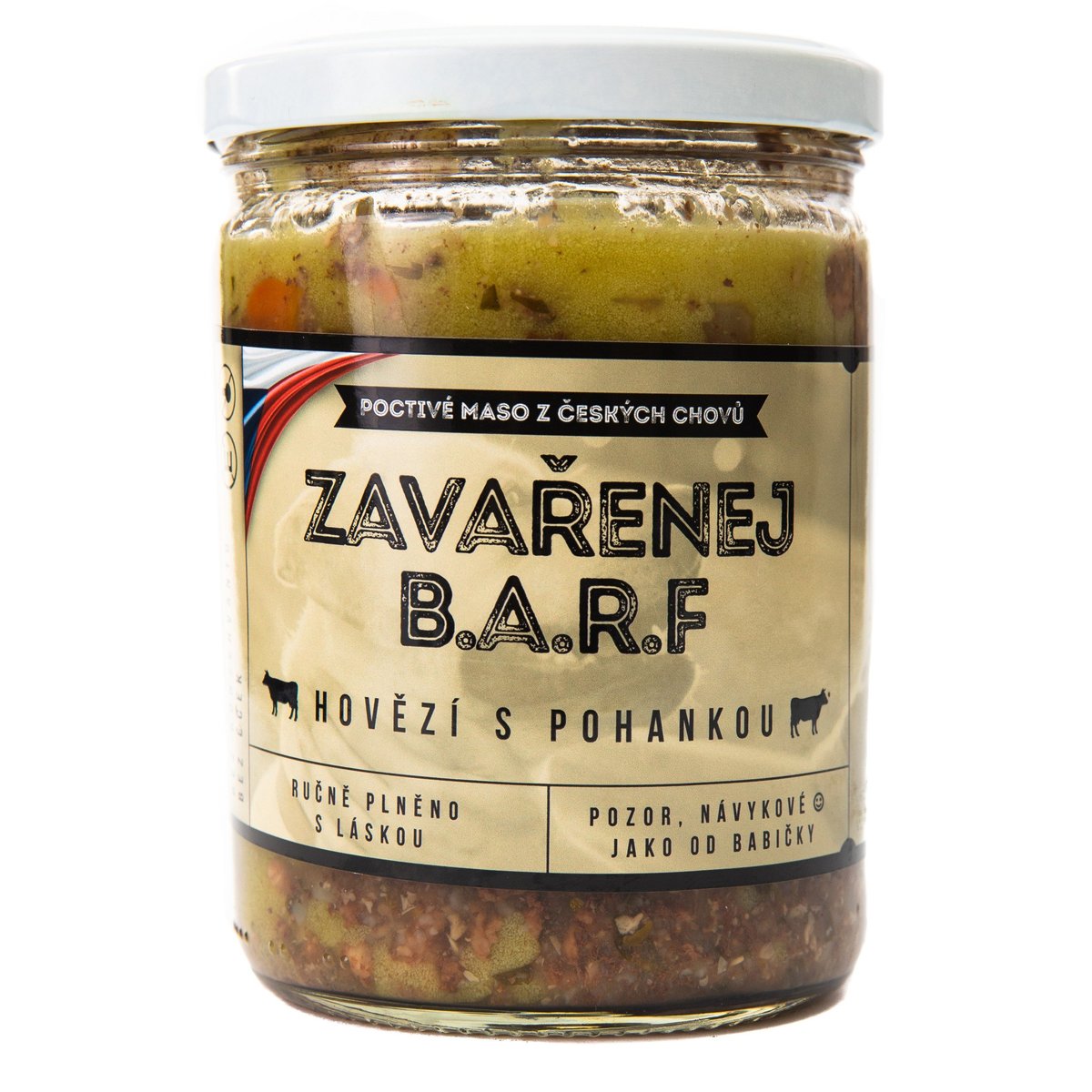 Do psí misky Zavařenej BARF hovězí s pohankou