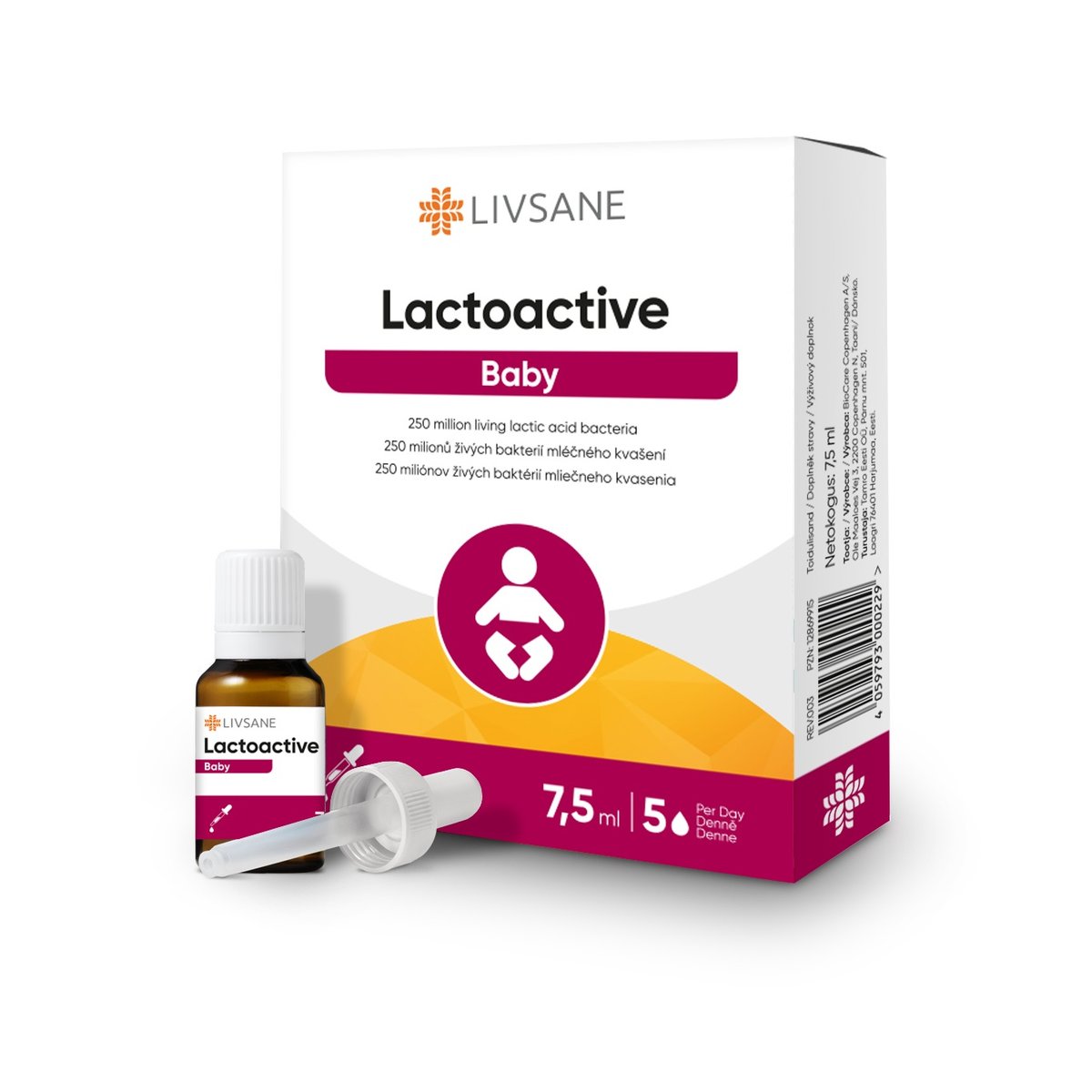 LIVSANE Lactoactive Baby PROBIOTIKA kapky 7.5ml