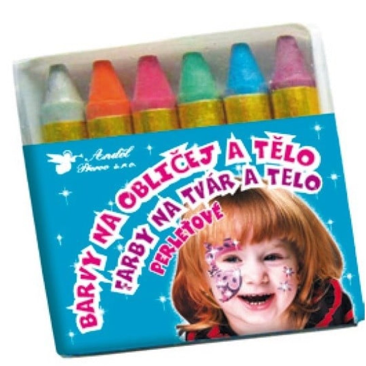 Barvy na obličej a tělo 6ks perleťové v sáčku 6x7cm karneval