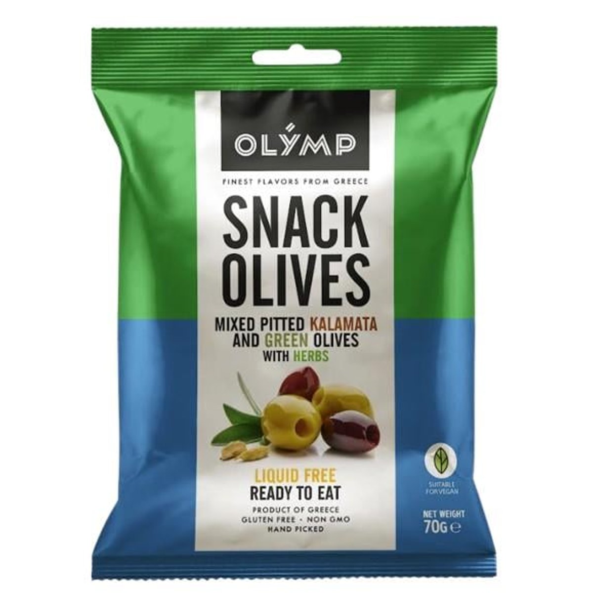 Olymp Mix Kalamata tmavé a zelené olivy bez pecky s bylinkami