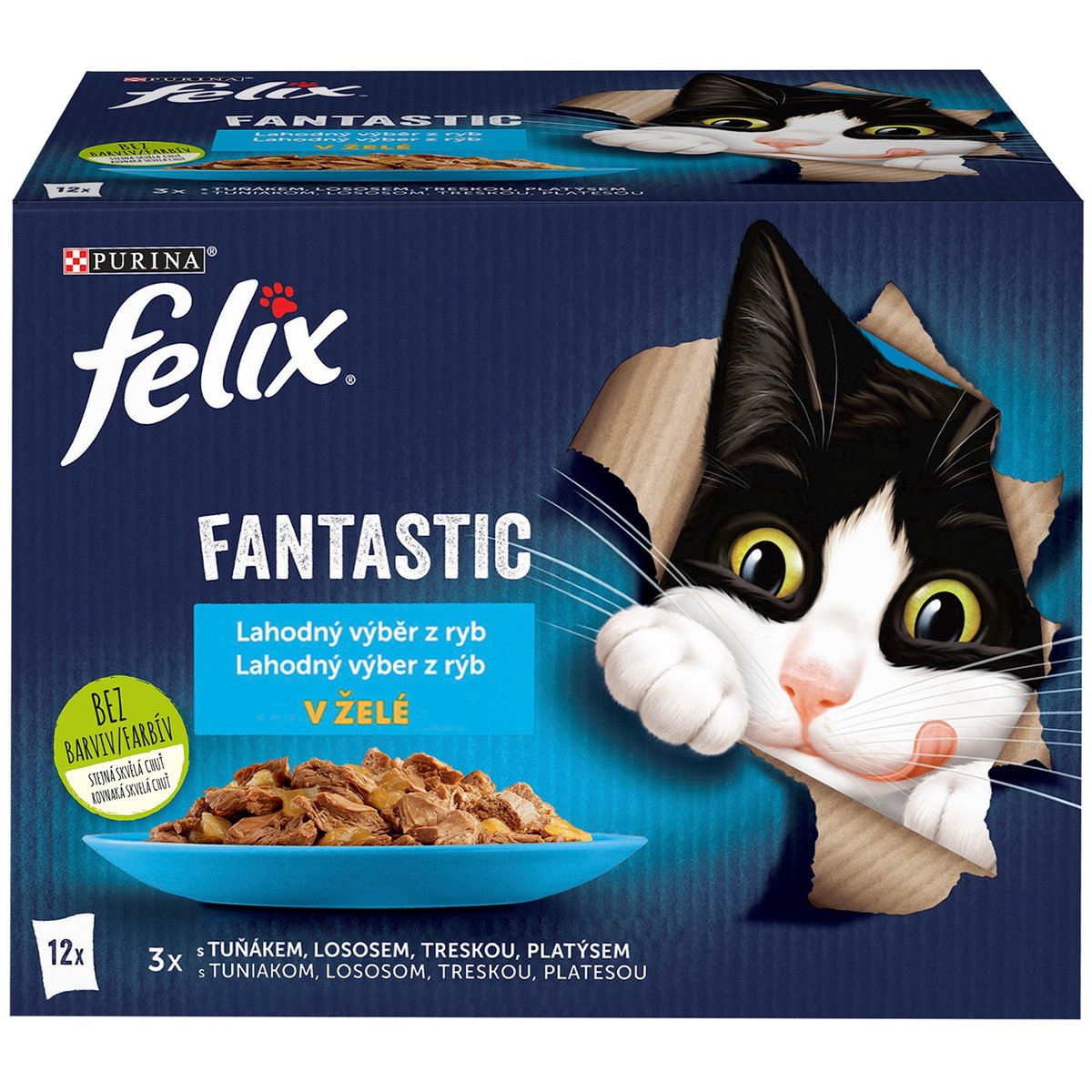 Felix Fantastic Kapsičky výběr z ryb v želé pro kočky (12×85 g)
