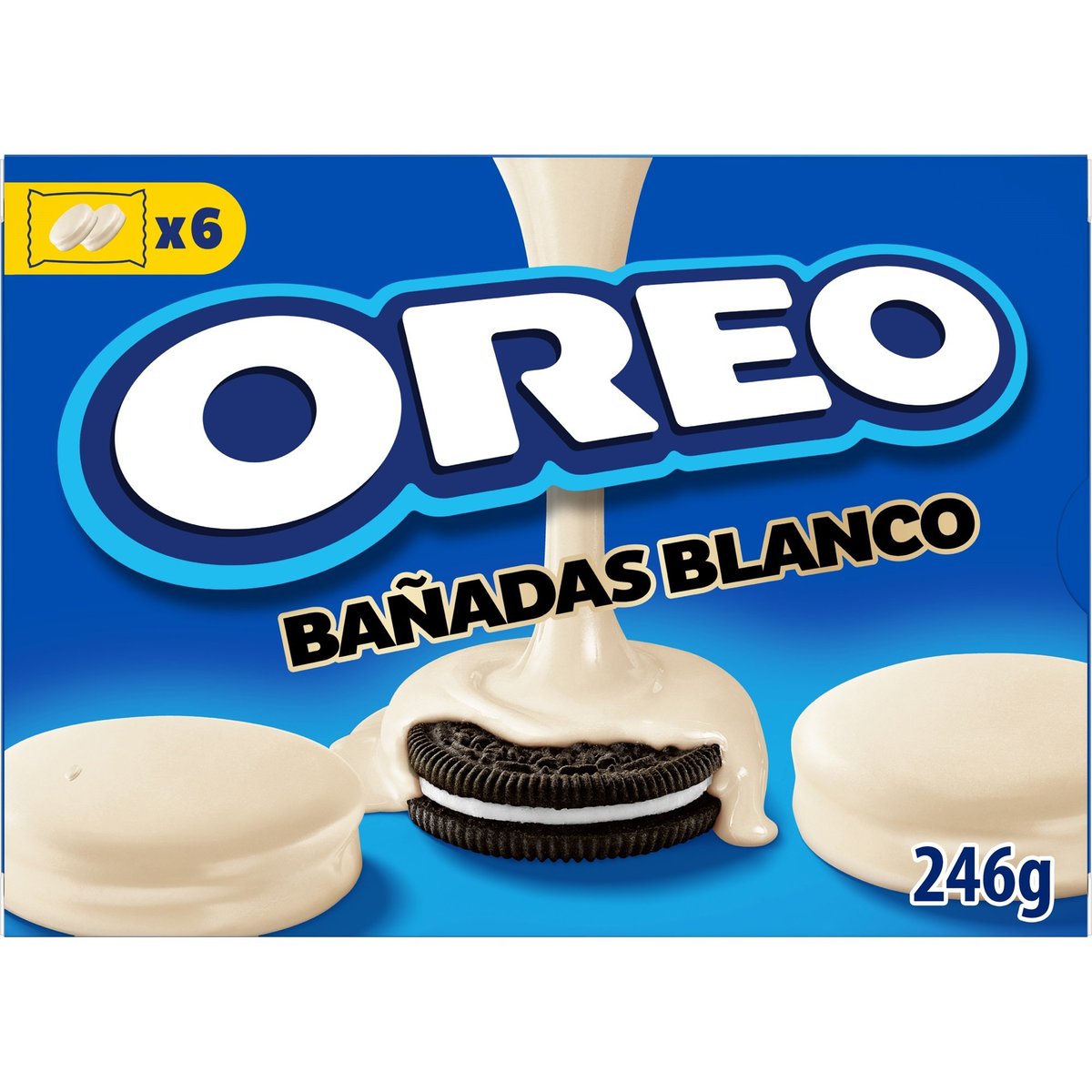 OREO sušenky s vanilkovou náplní, bílá poleva