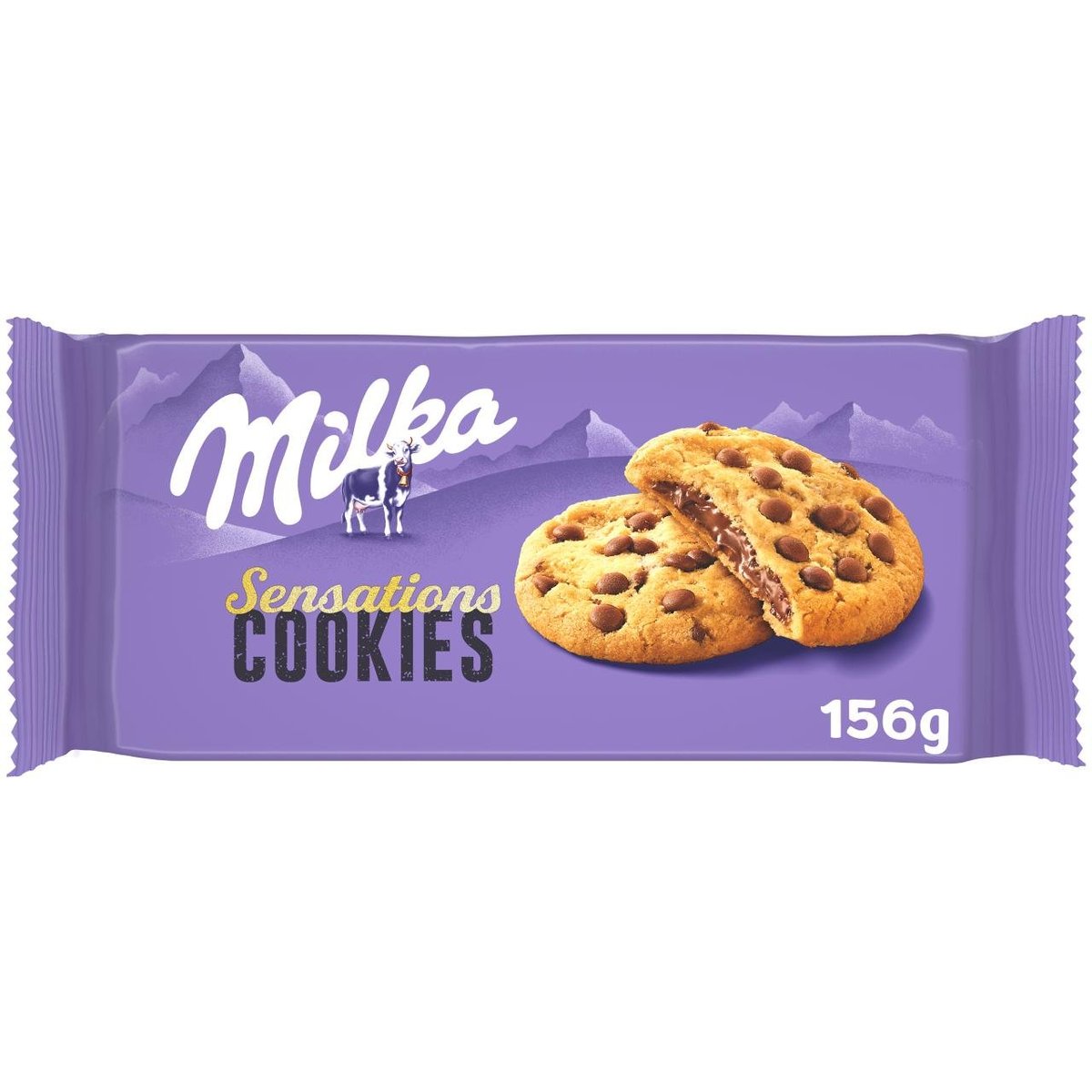 Milka sušenky Cookie Sensations s náplní a kousky čokolády