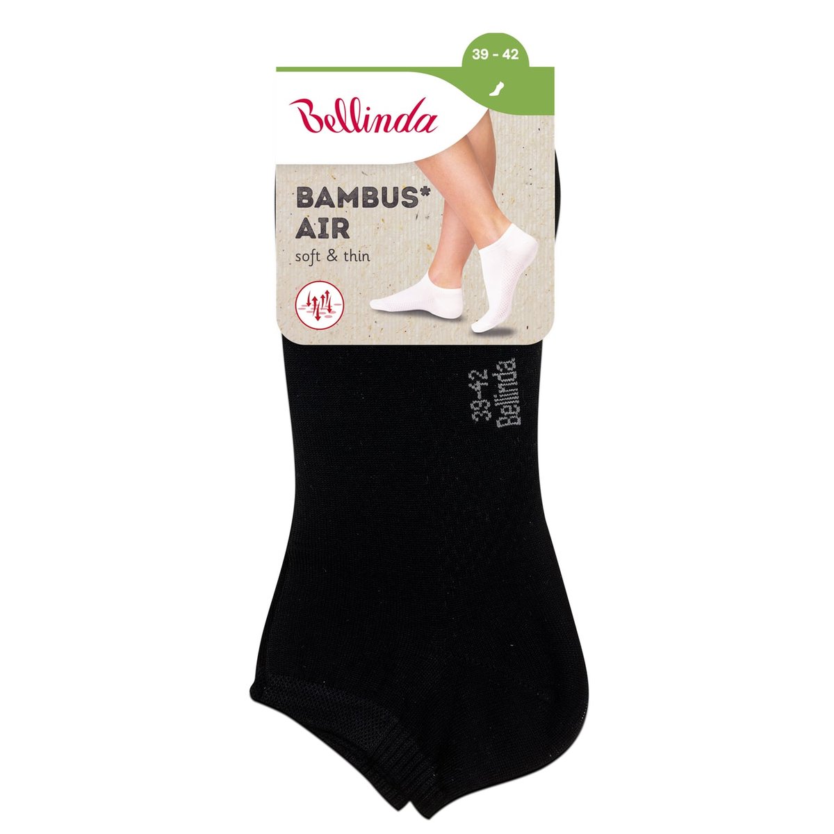 Bellinda Dámské bambusové ponožky kotníkové černé, velikosti 39–42