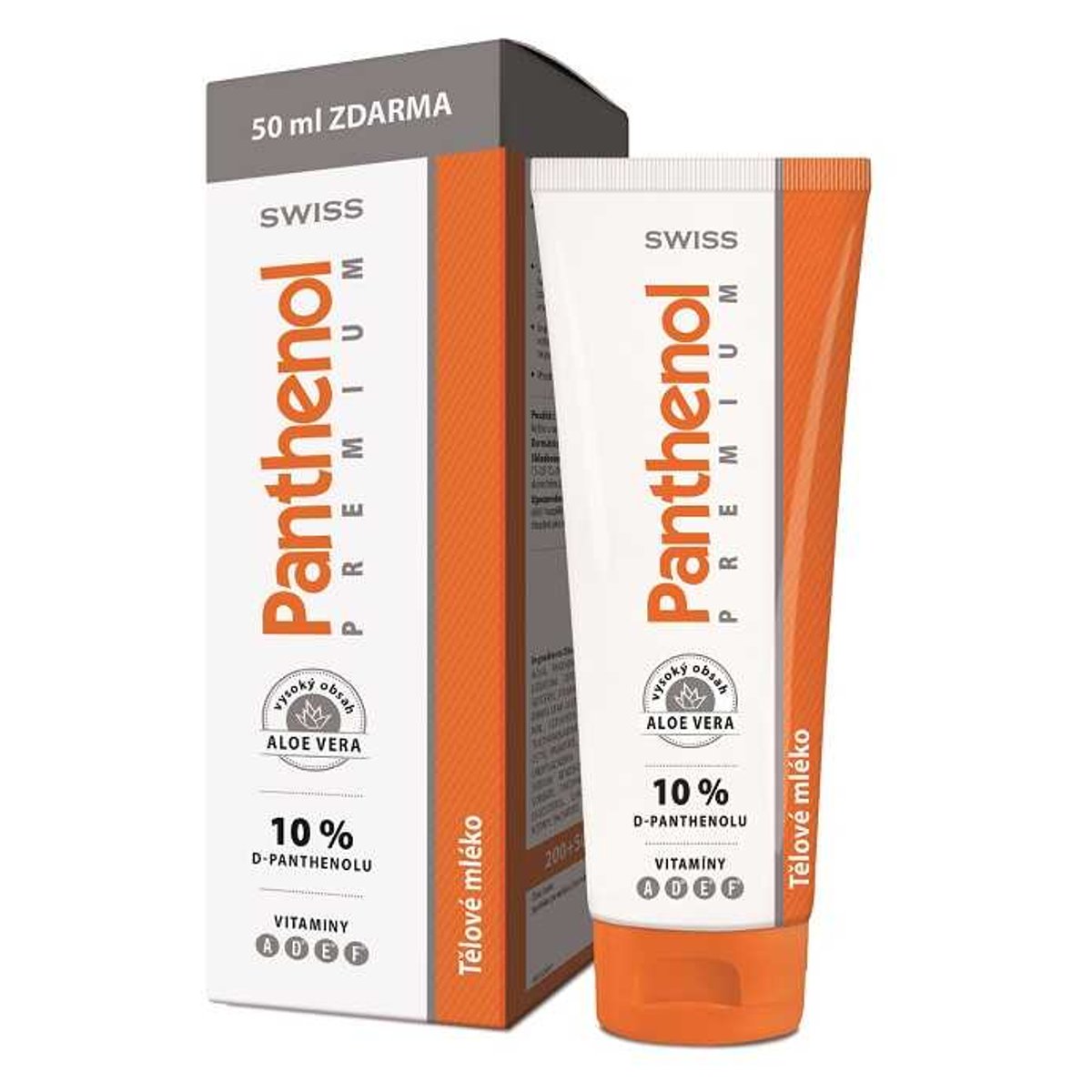 Panthenol SWISS Panthenol 10% Swiss PREMIUM tělové mléko, 200+50ml zdarma