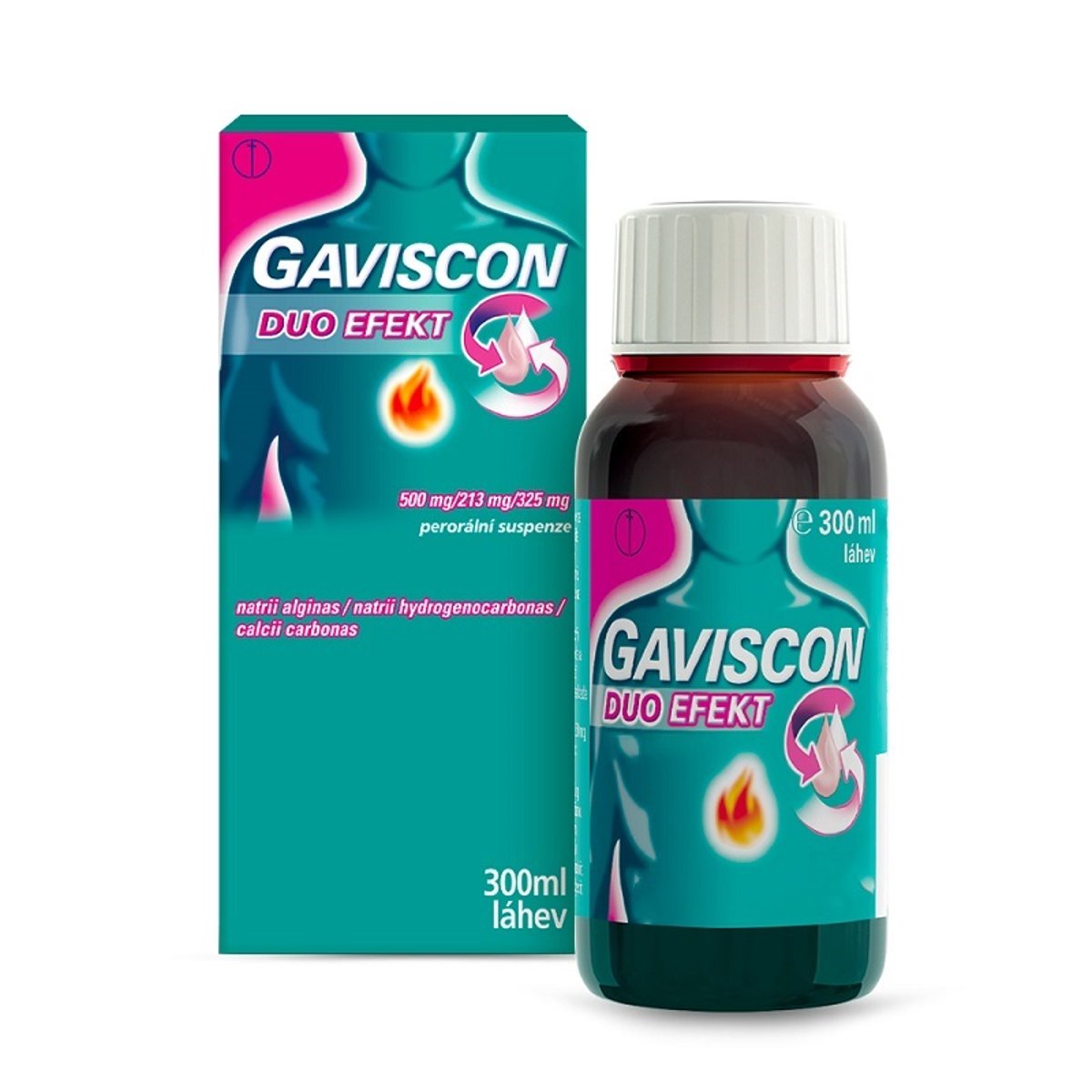 GAVISCON DUO EFEKT 500MG/213MG/325MG Perorální suspenze 1X300ML I