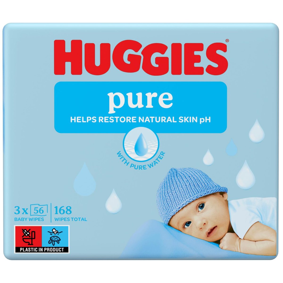 Huggies® Pure triplo dětské vlhčené ubrousky 3×56 ks