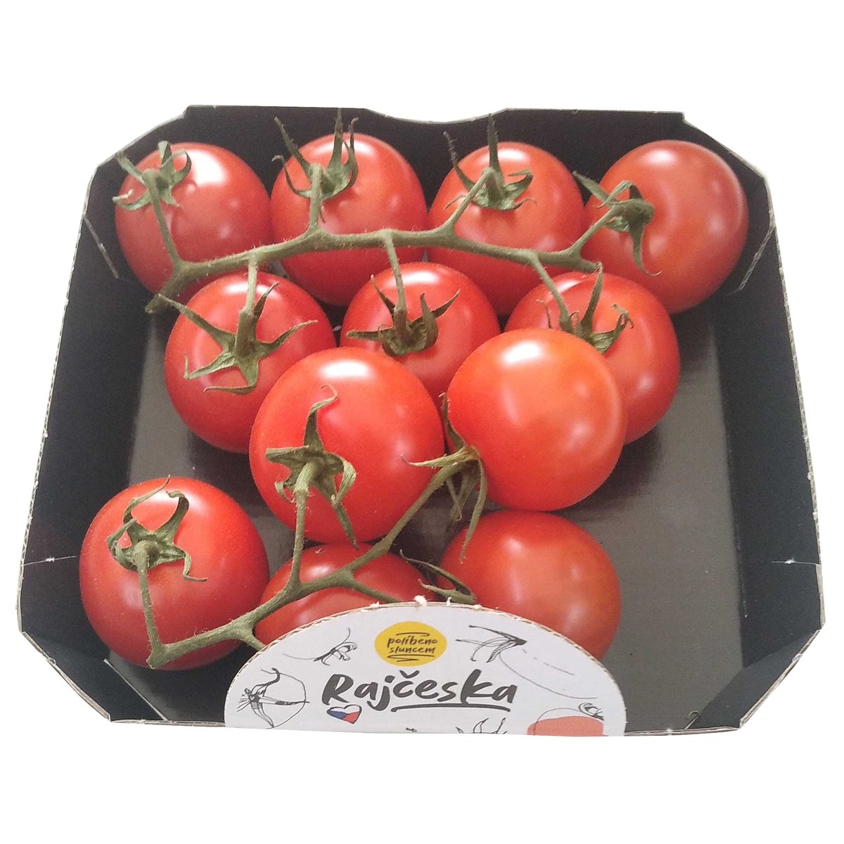 Koktejlová rajčata (odr. Red Pearl – velikost rajčete 3–4cm), balení