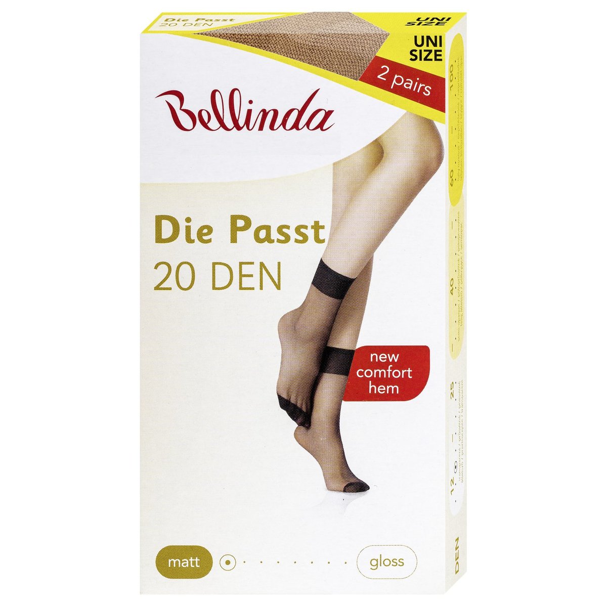 Bellinda Silonkové ponožky DIE PASST, tělové, vel. UNI, 2 ks