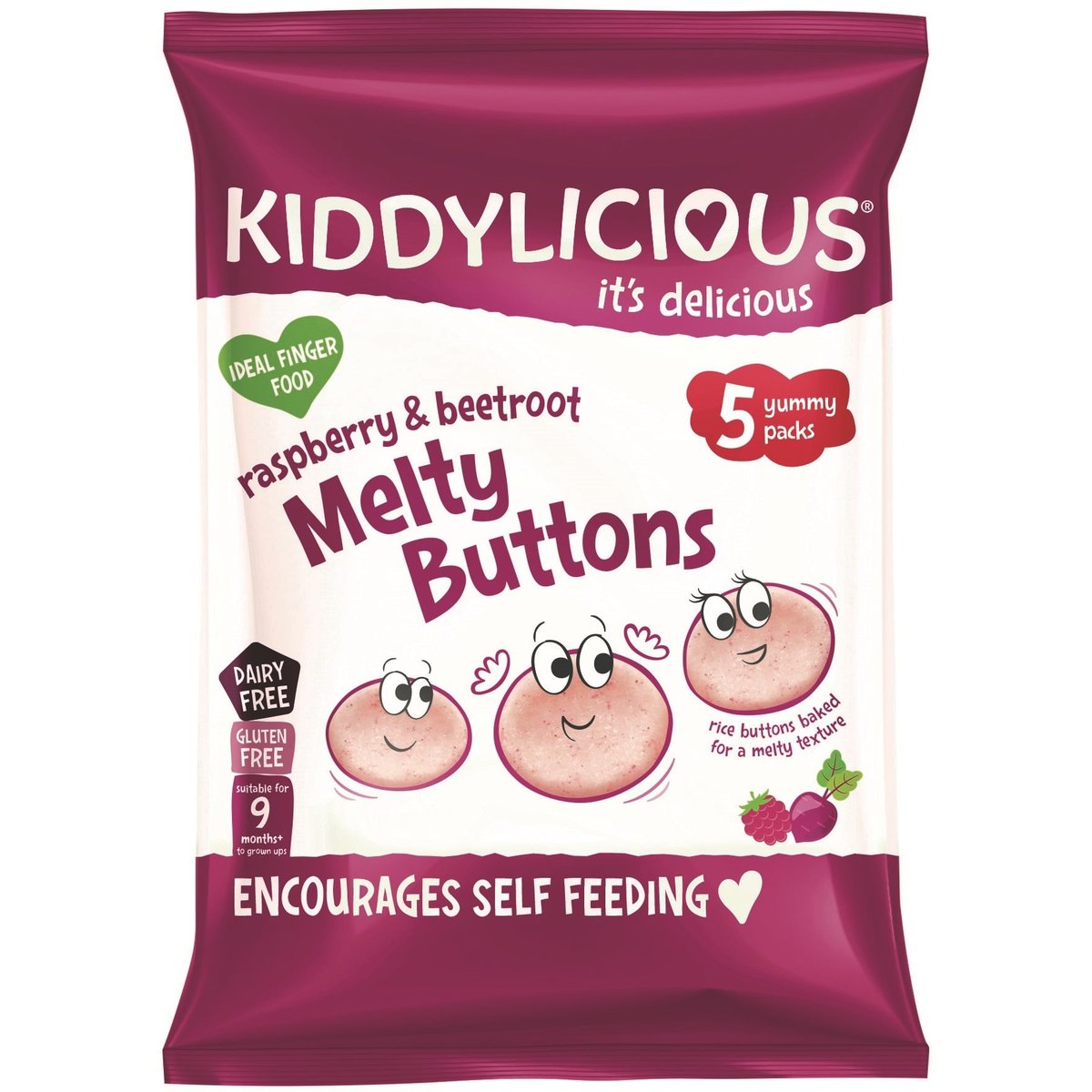 Kiddylicious Ovocno-zeleninové knoflíčky malina s řepou