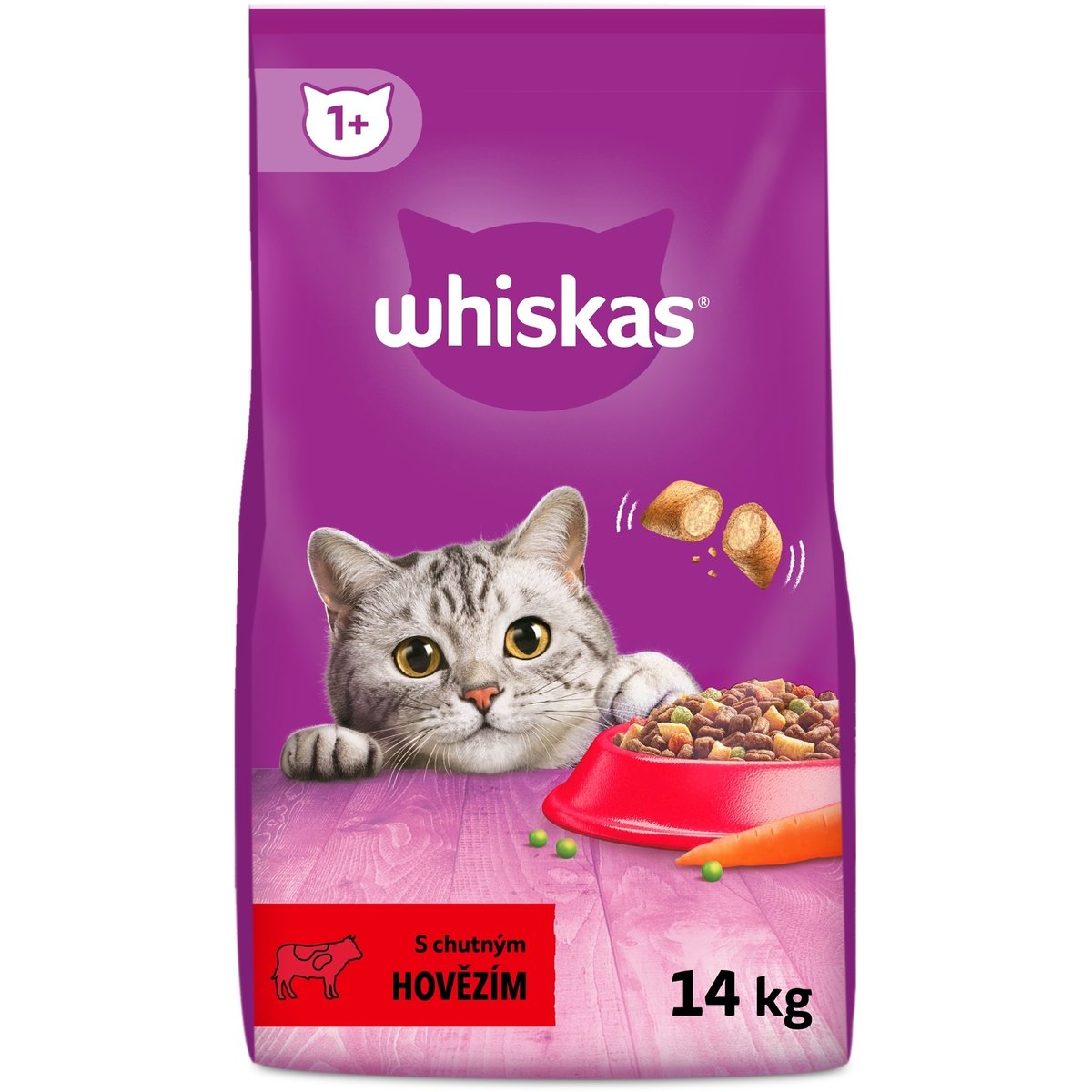 Whiskas Granule pro dospělé kočky hovězí