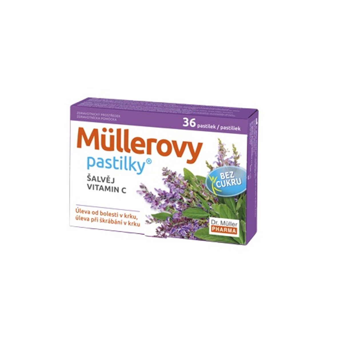 Müllerovy pastilky se šalvějí bez cukru 36ks