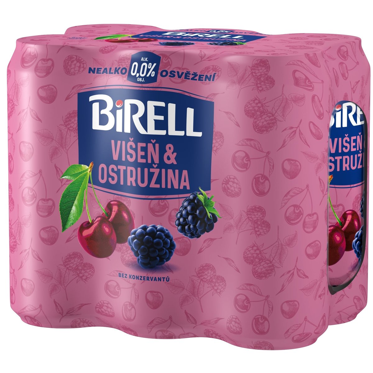 Birell 0.0 Višeň & Ostružina nealkoholické pivo 6×0,5 l plech