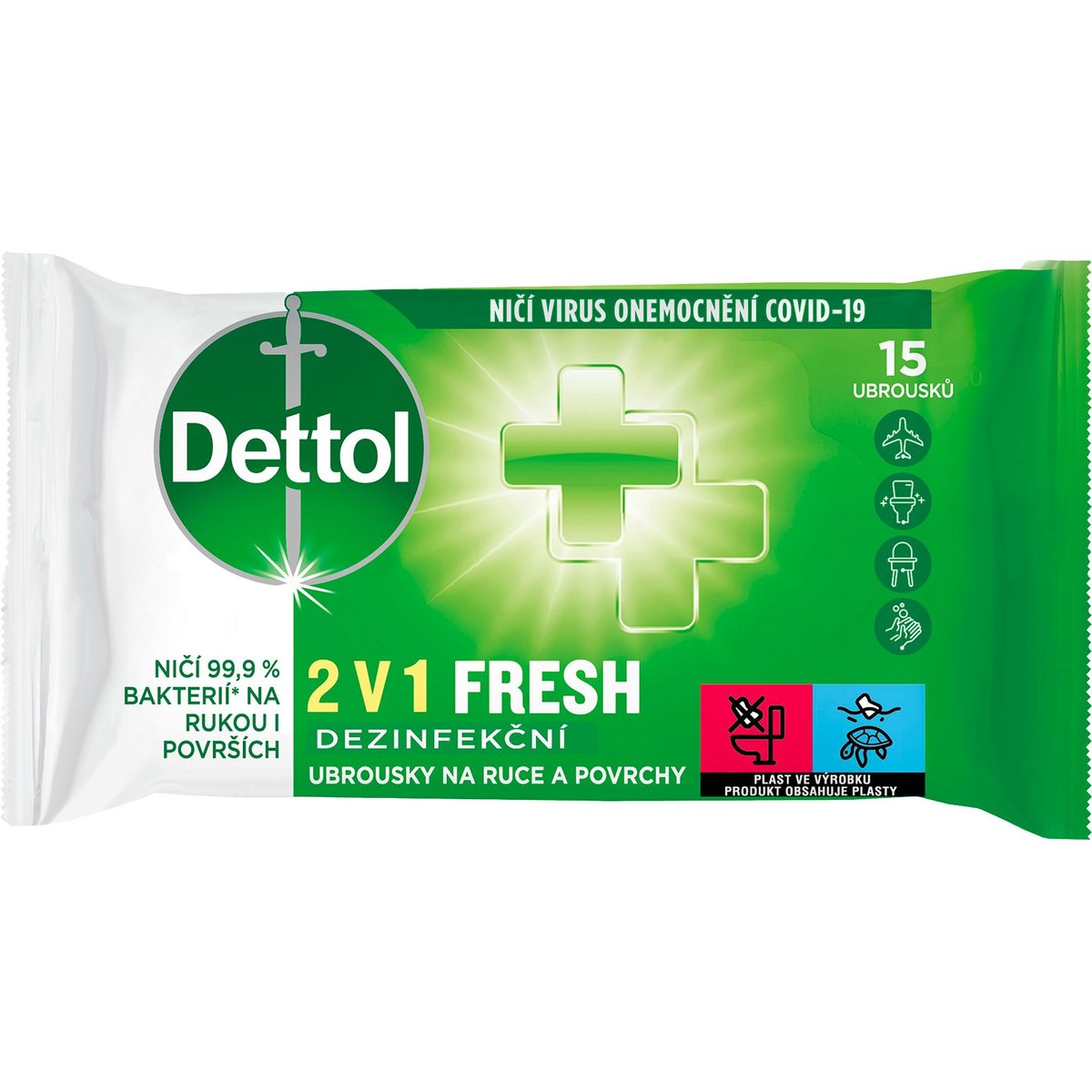 Dezinfekční ubrousky Dettol - na ruce, 15 ks