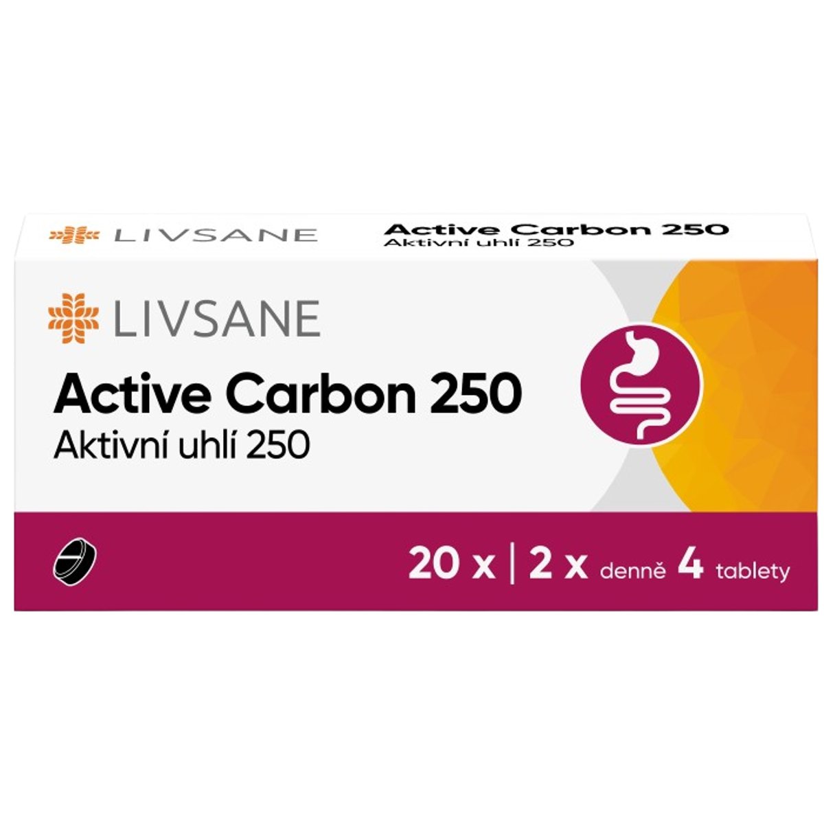 LIVSANE Active Carbon 250 Aktivní uhlí tbl.20