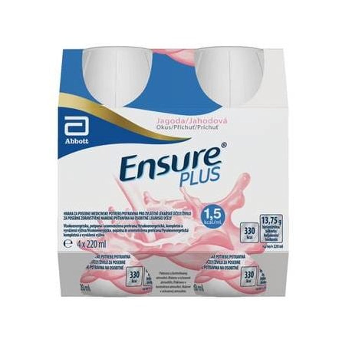 ENSURE PLUS JAHODOVÁ PŘÍCHUŤ perorální roztok 4X220ML