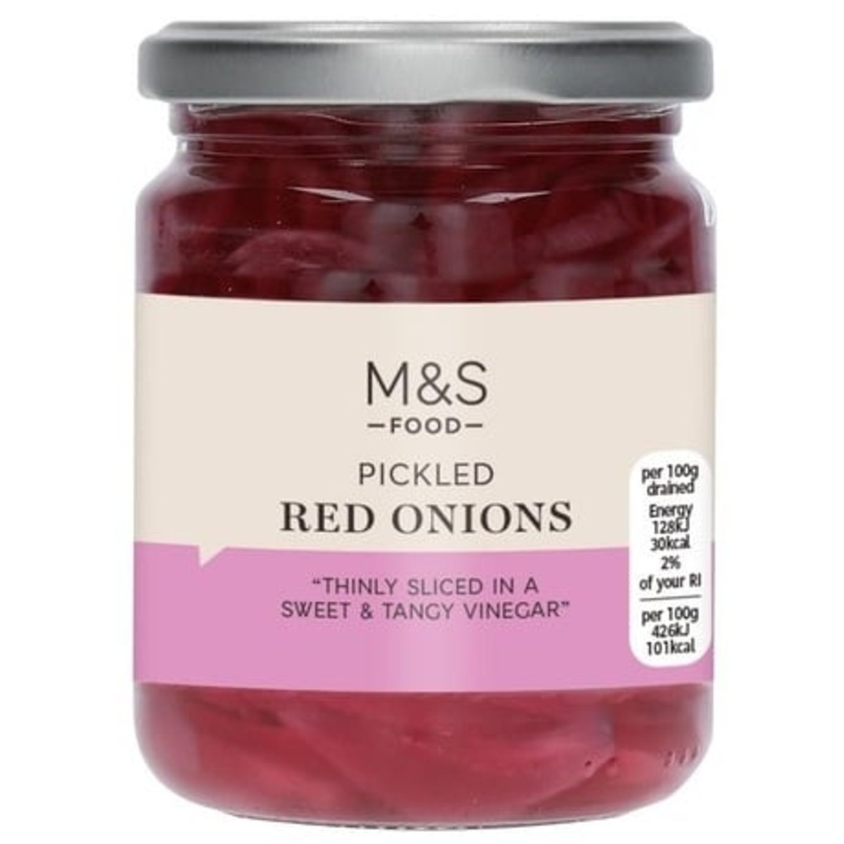 Marks & Spencer Krájená červená cibule nakládaná ve sladkokyselém kořeněném nálevu