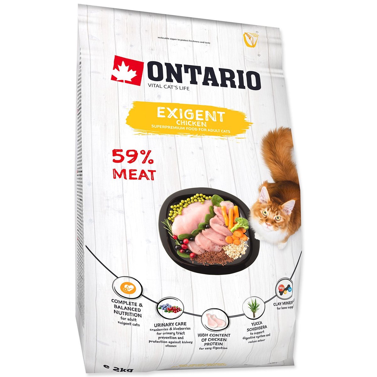 ONTARIO Cat Exigent 2 kg + 4ks kapsiček ZDARMA