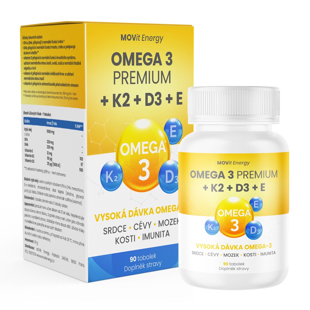 MOVit Energy MOVit Omega 3 Premium+K2+D3+E, 90 tobolek
