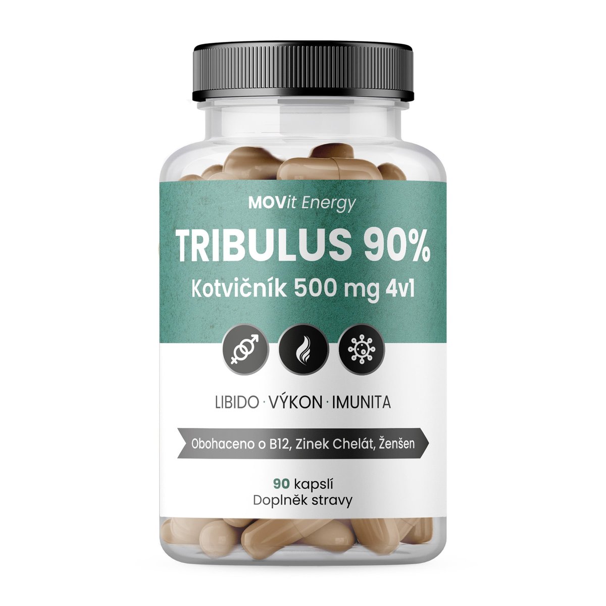 MOVit TRIBULUS 90% Kotvičník 500mg 4v1 cps.90