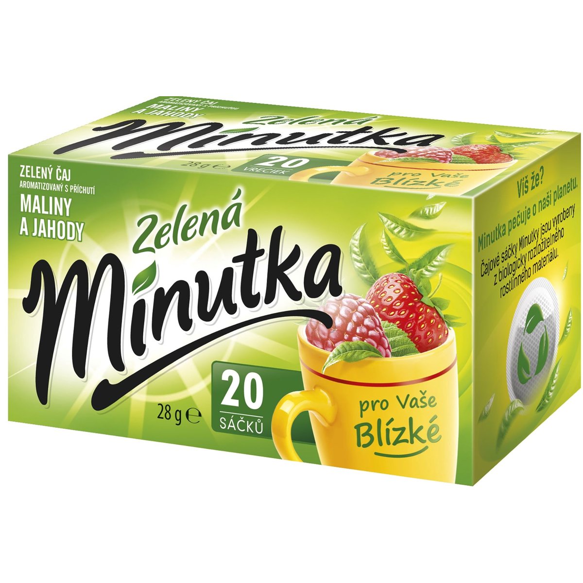 Minutka Zelený čaj malina a jahody
