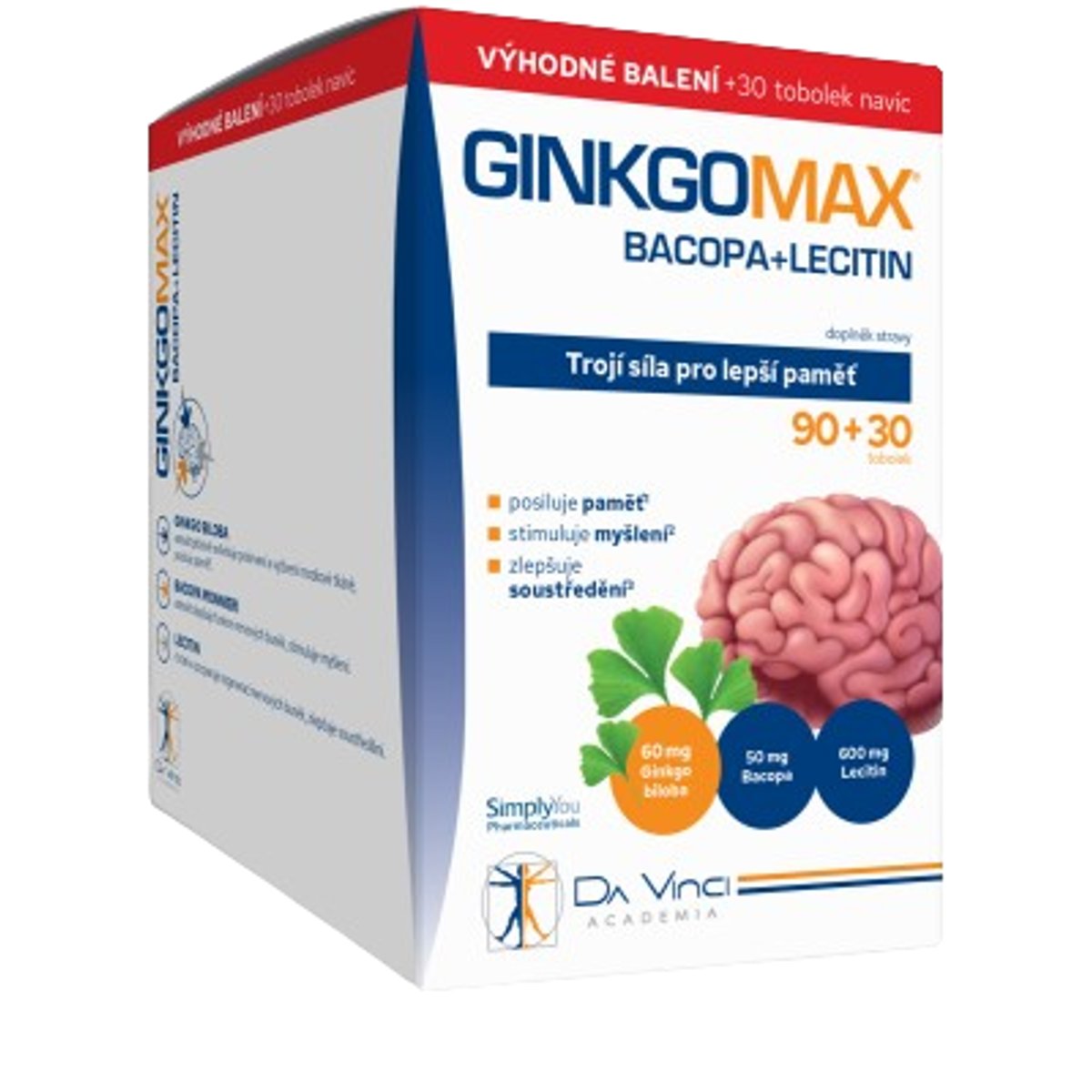 Levně GinkgoMAX+Bacopa+Lecitin DaVinciAcademia tob.90+30