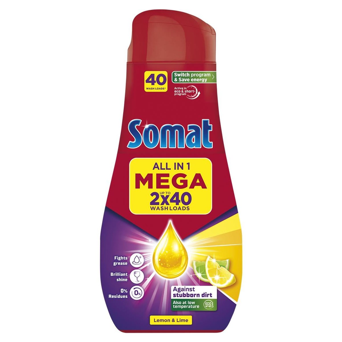 Levně Somat All in 1 Lemon & Lime gel do myčky na nádobí (1,44 l)