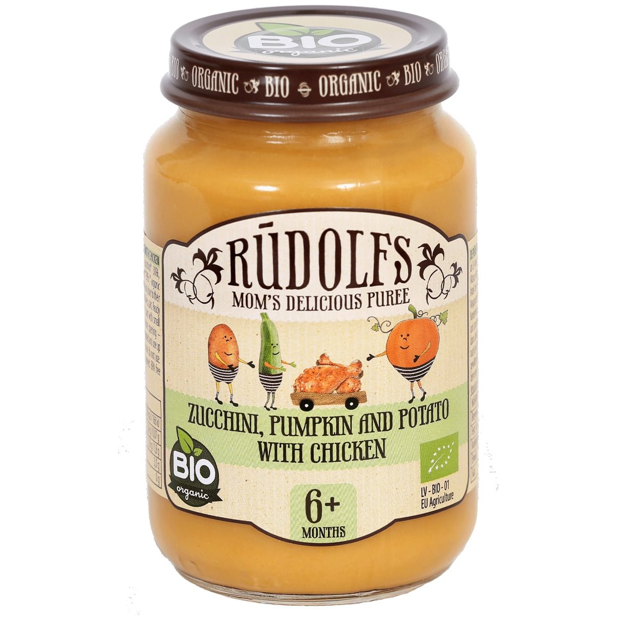 Rudolfs BIO Cuketa, dýně, brambory s kuřecím masem, 190 g