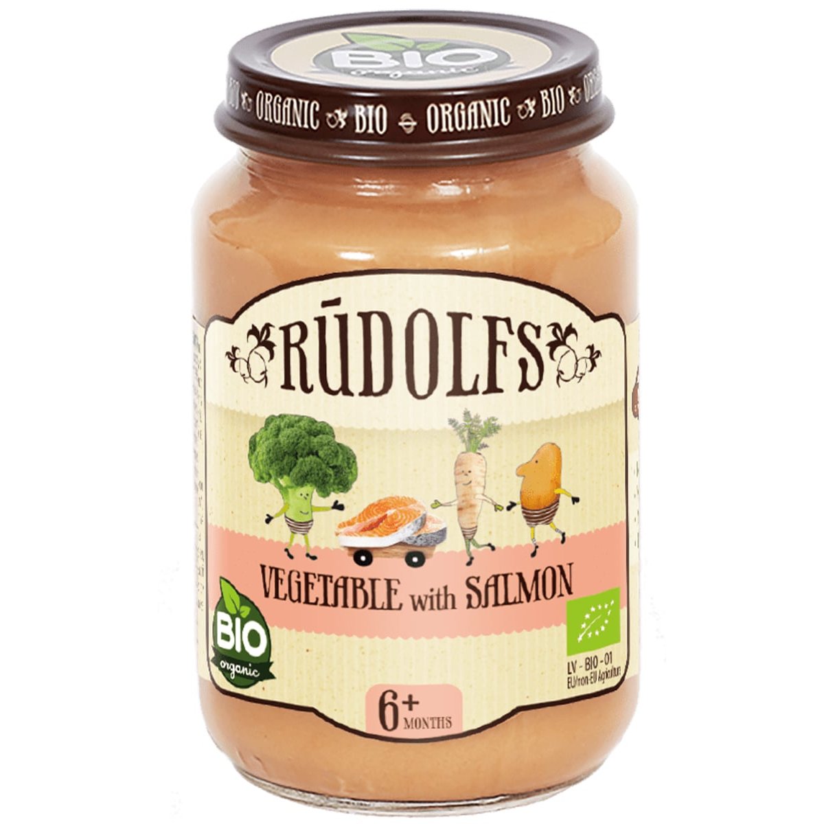 Rudolfs BIO Zelenina s lososem, 190 g