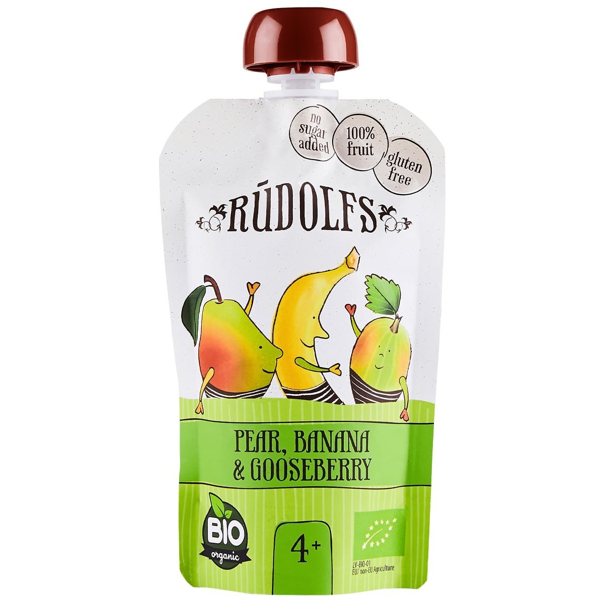 Rudolfs BIO kapsička Hruška, banán, angrešt, 110 g