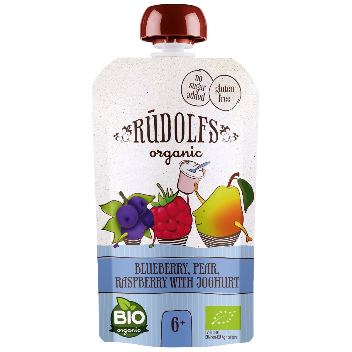 Rudolfs BIO kapsička Borůvka, hruška, malina s jogurtem, 110 g