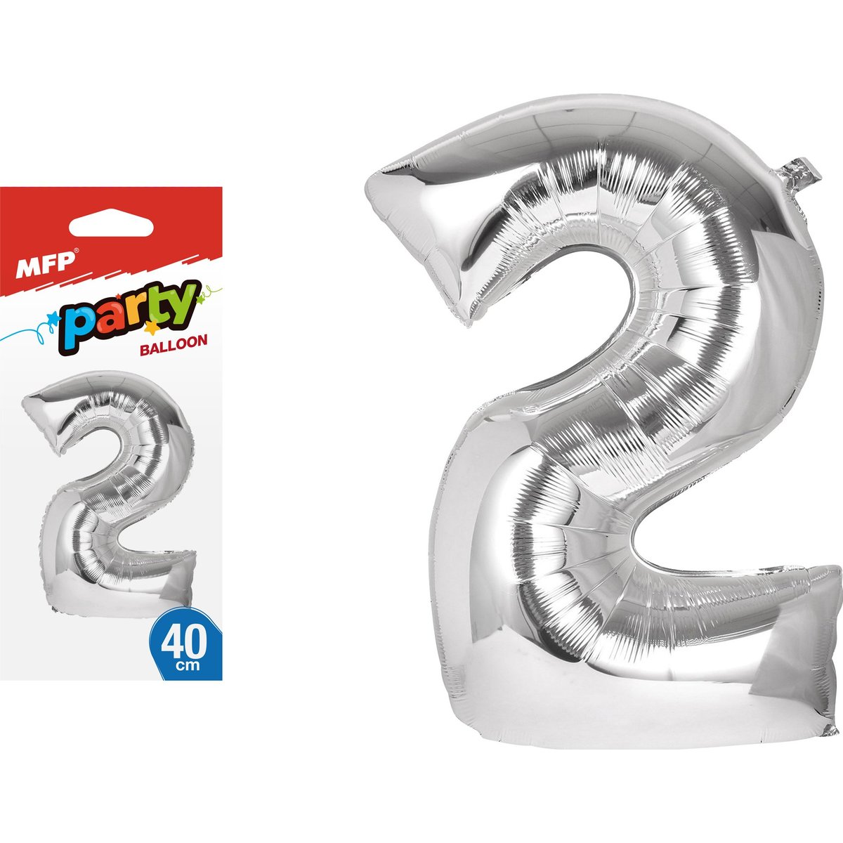 Nafukovací fóliový balónek č. 2, stříbrný, 40 cm