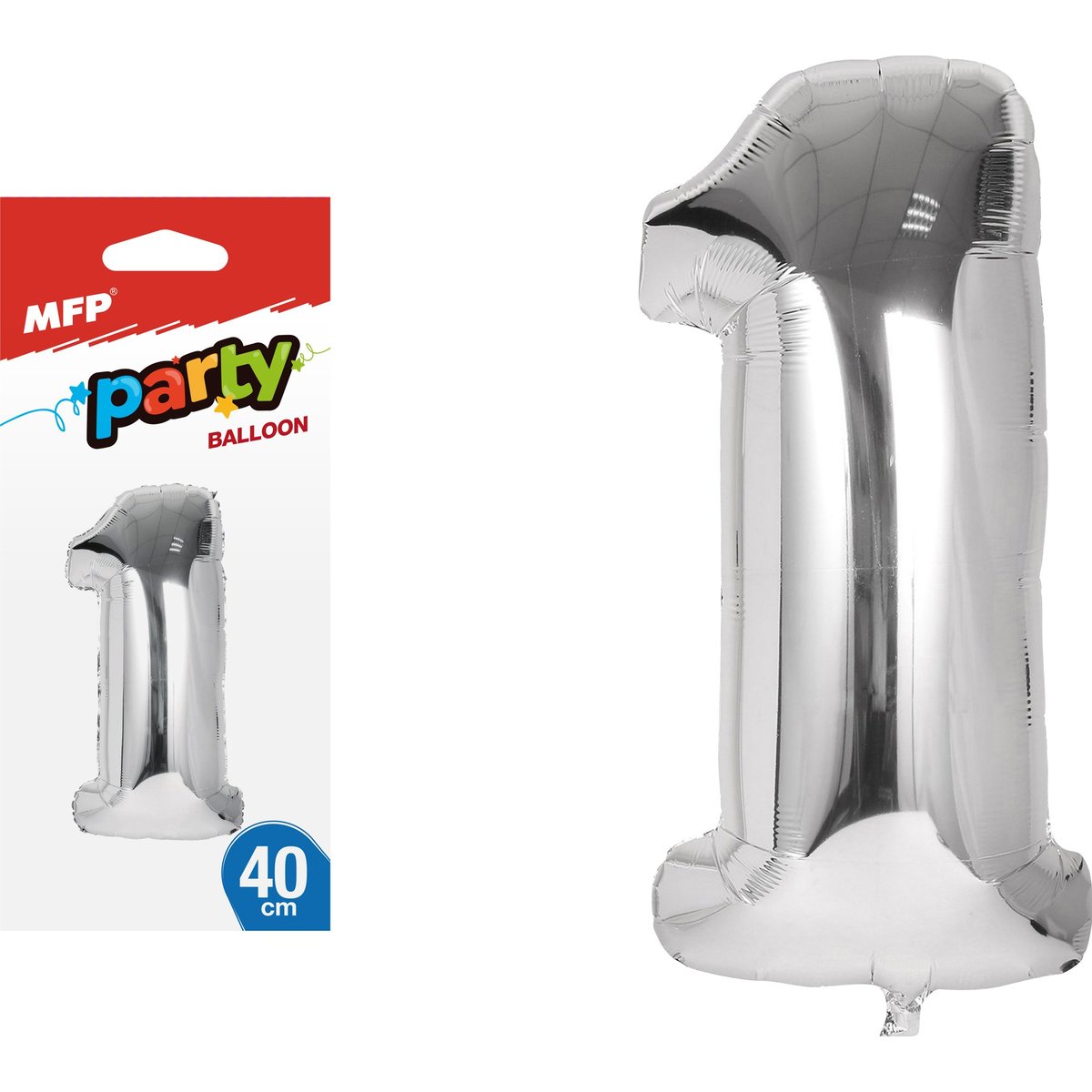 Nafukovací fóliový balónek č. 1, stříbrný, 40 cm