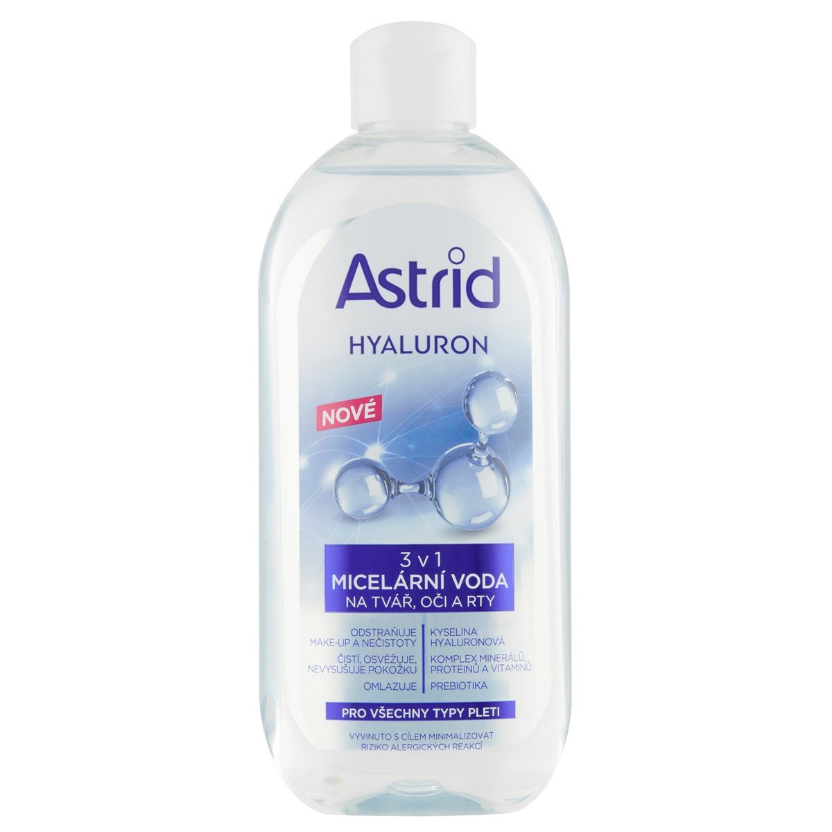 ASTRID HYALURON čistící micelární voda 3v1, 400 ml