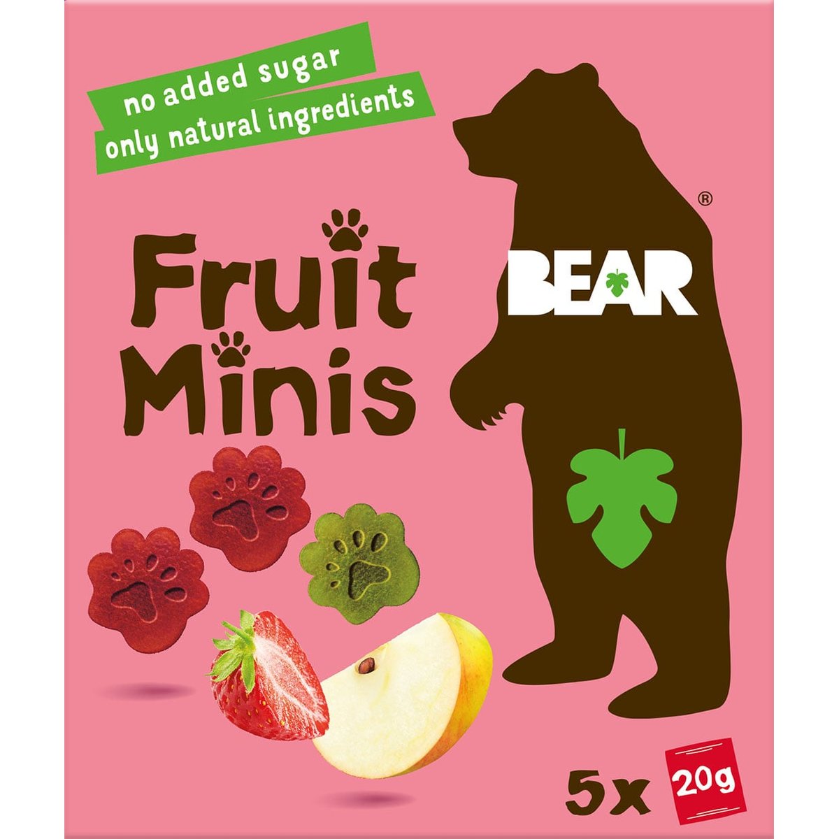 Bear Fruit Minis ovocné kousky jahoda a jablko (5×20 g)