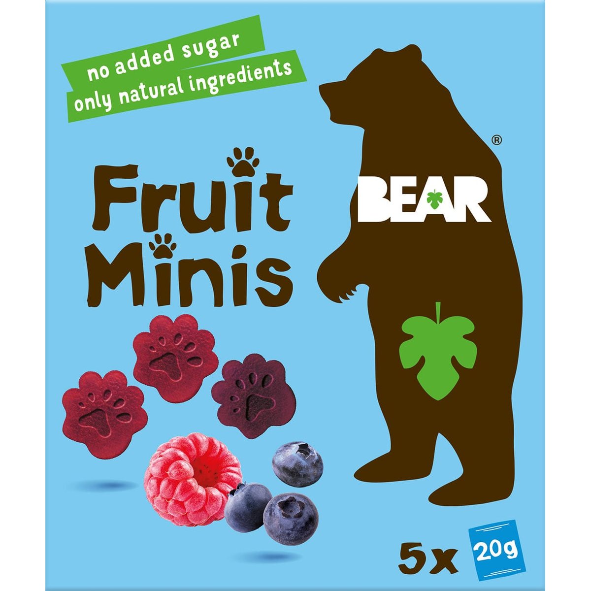 Bear Fruit Minis ovocné kousky malina a borůvka (5×20 g)
