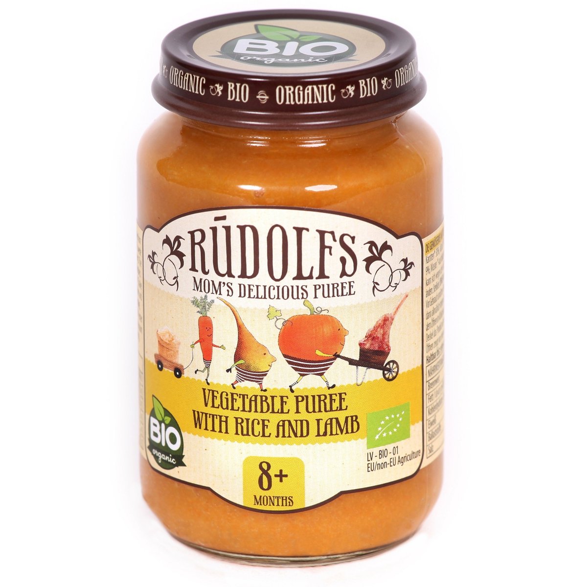 Rudolfs BIO Zelenina s rýží a jehněčím masem, 190 g