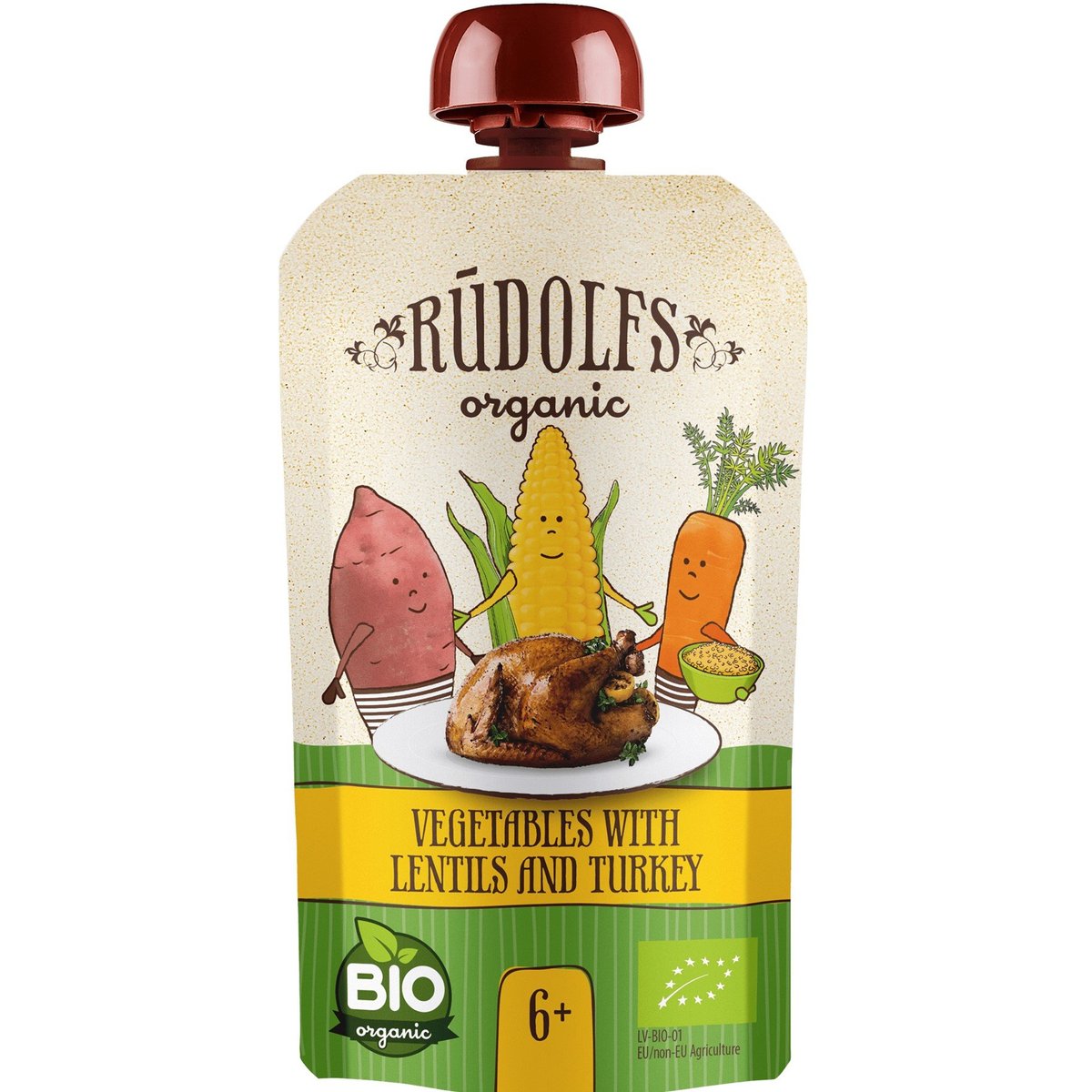 Rudolfs BIO kapsička Zelenina, čočka, krůtí maso, 110 g