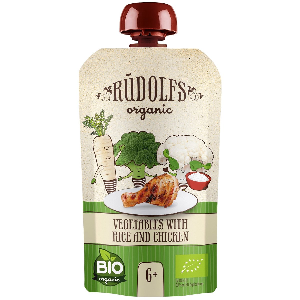 Rudolfs BIO kapsička Zelenina, rýže, kuřecí maso, 110 g