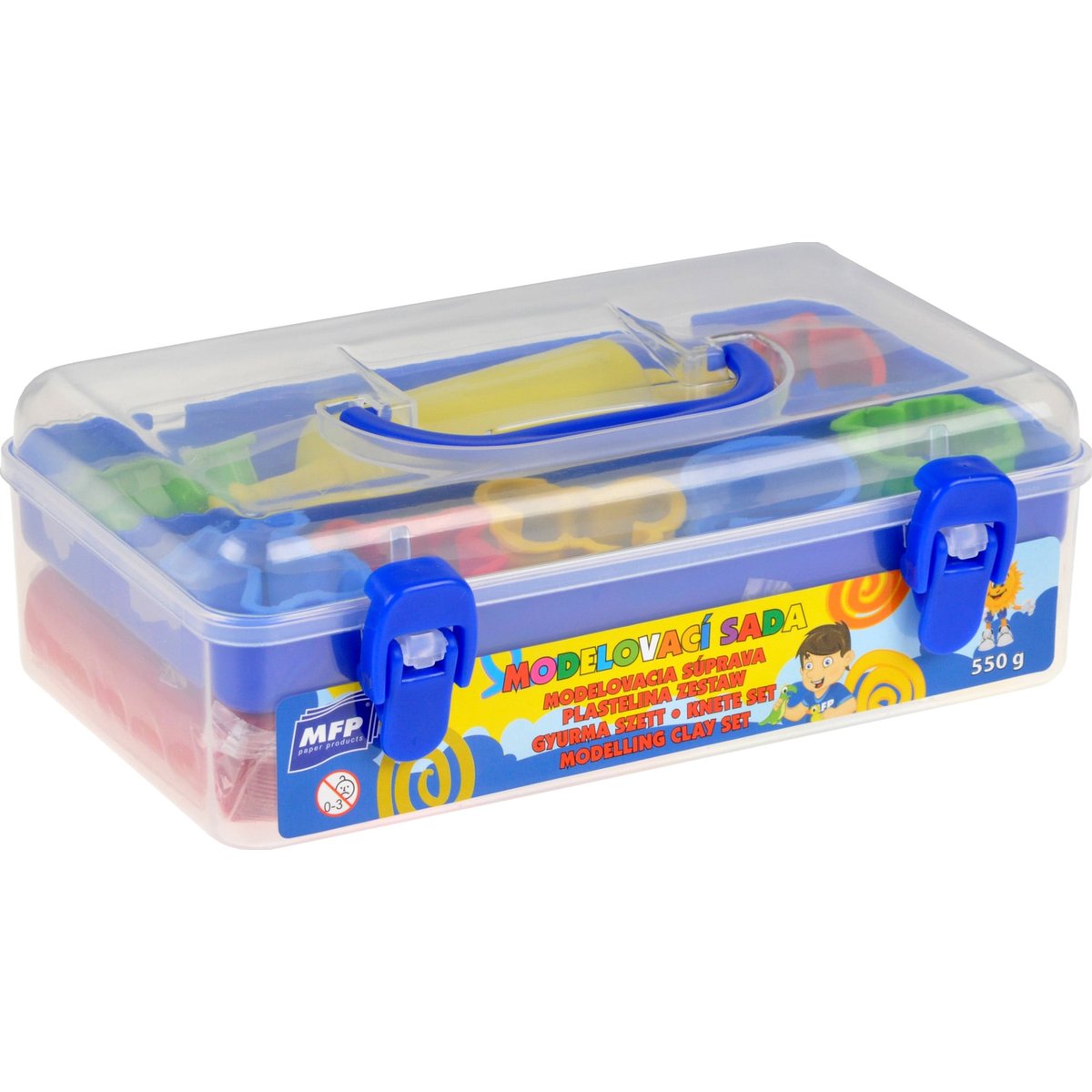 Modelovací hmota sada sedm barev, sedm tvořítek a váleček