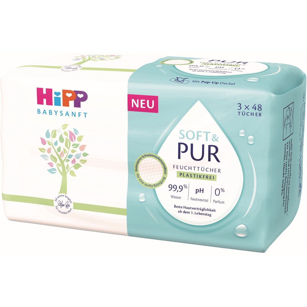 HiPP Babysanft Čistící vlhčené ubrousky Soft & Pur 3×48 ks