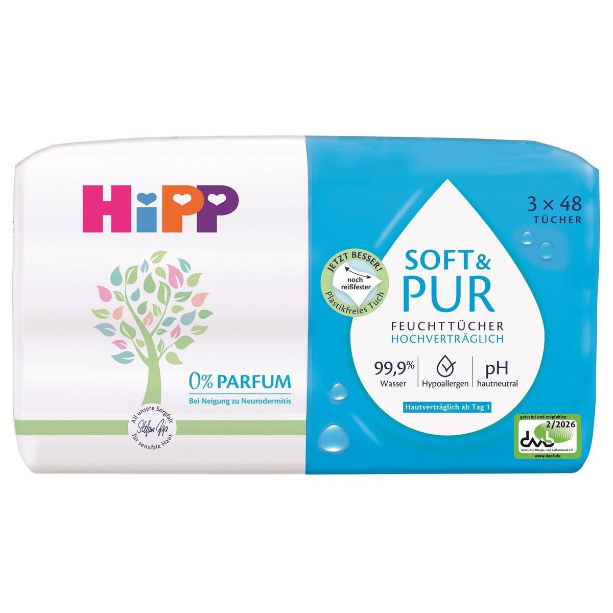 Levně HiPP Babysanft Čistící vlhčené ubrousky Soft & Pur 3×48 ks