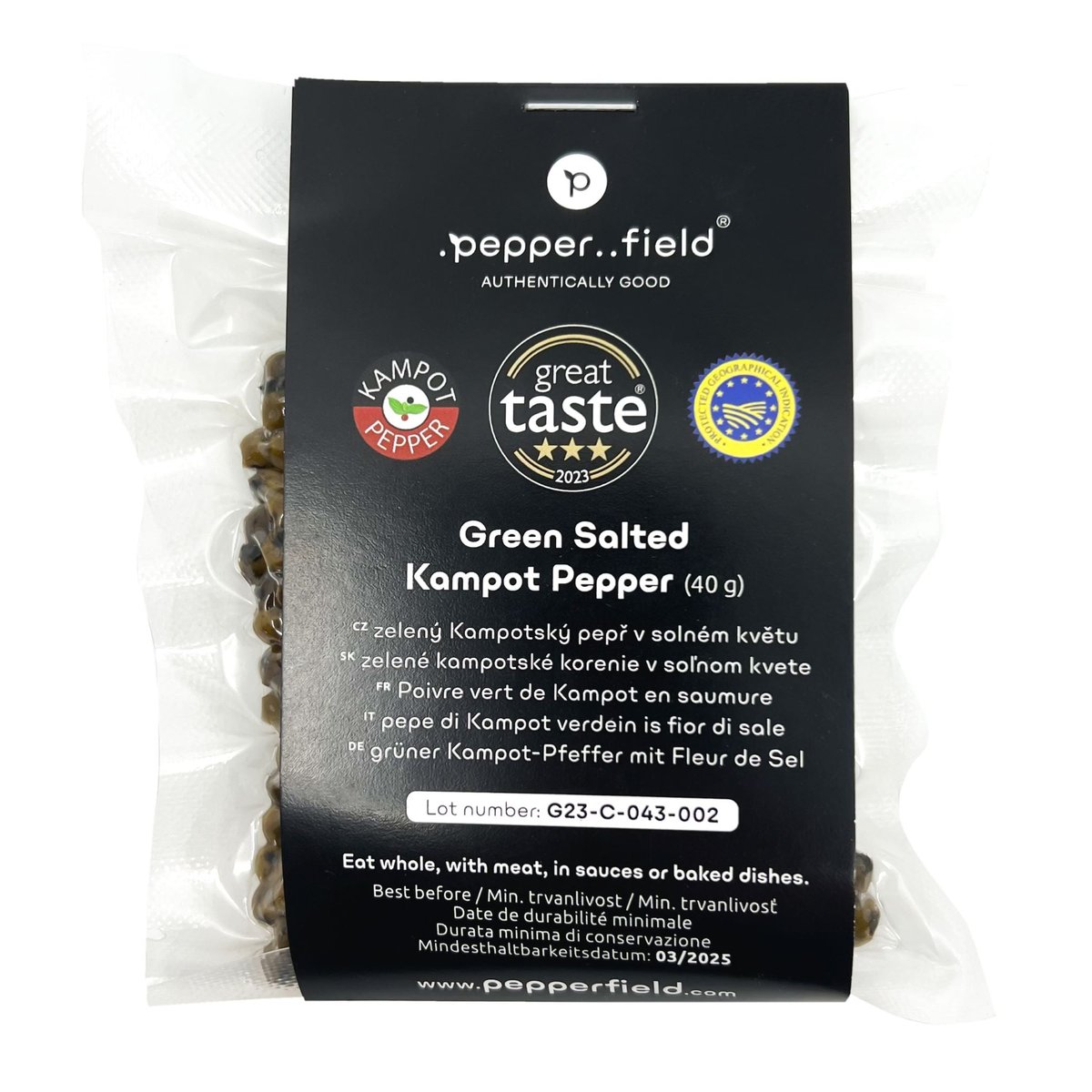 .pepper..field Zelený Kampotský pepř v solném květu malý