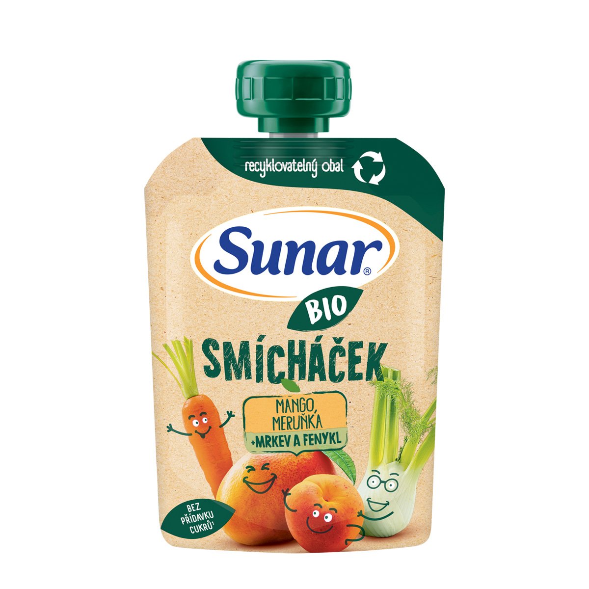 Sunar BIO Ovocná kapsička Smícháček mango, mrkev, meruňka a fenykl