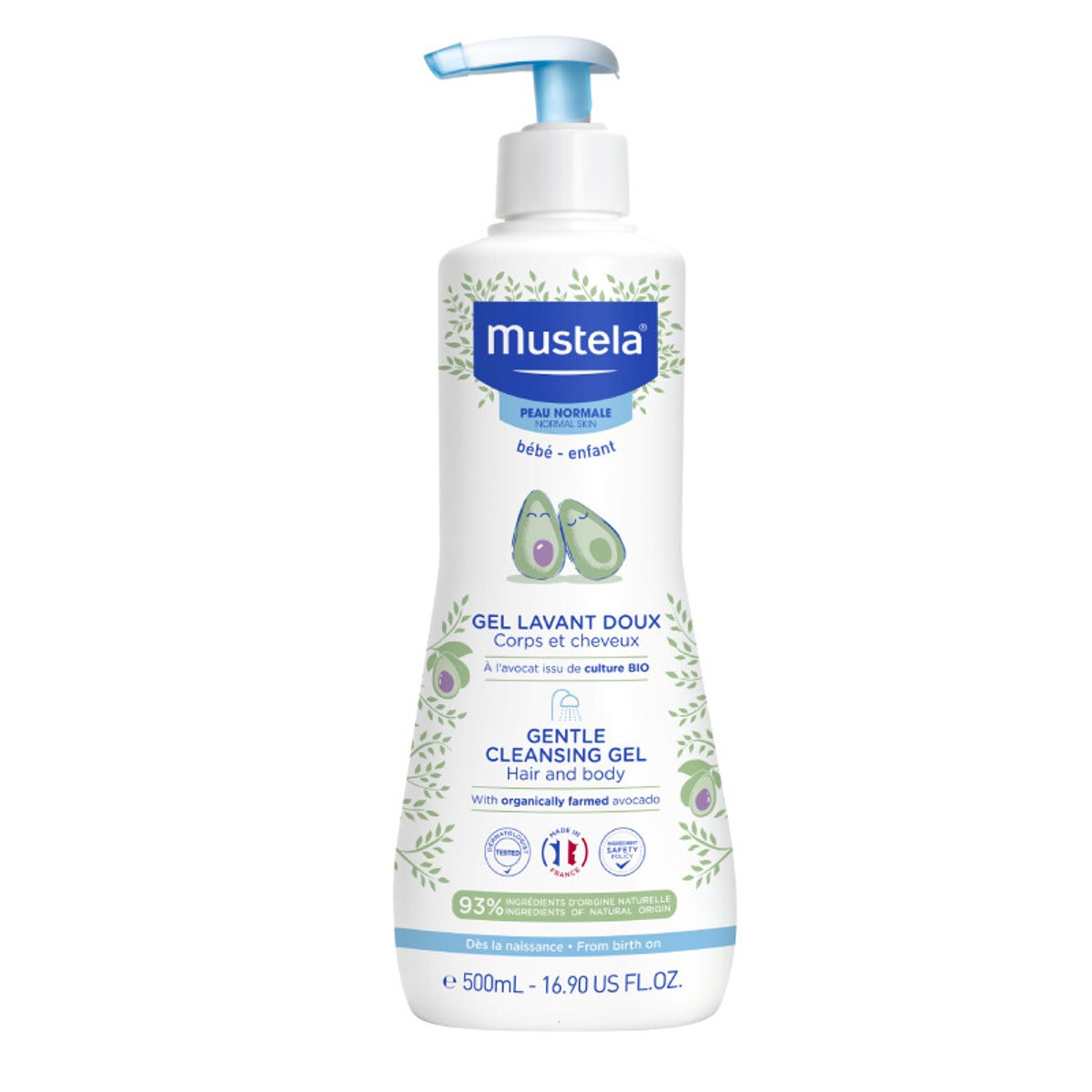 Mustela Bébé Bain tělový a vlasový mycí gel pro děti 500 ml