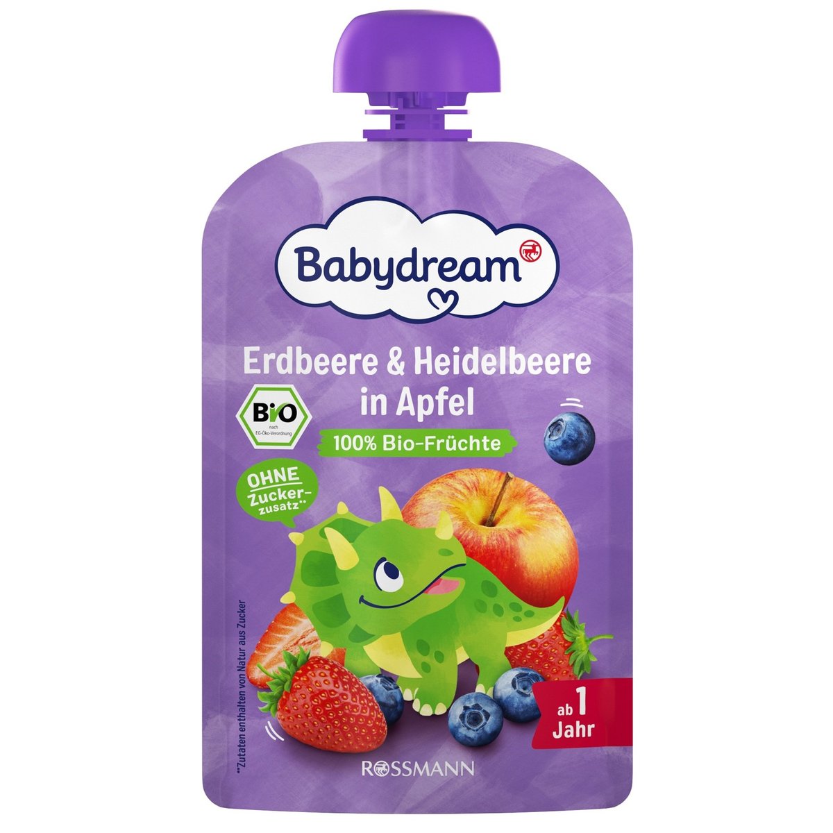 Babydream BIO Ovocná kapsička jablko, jahoda a borůvka