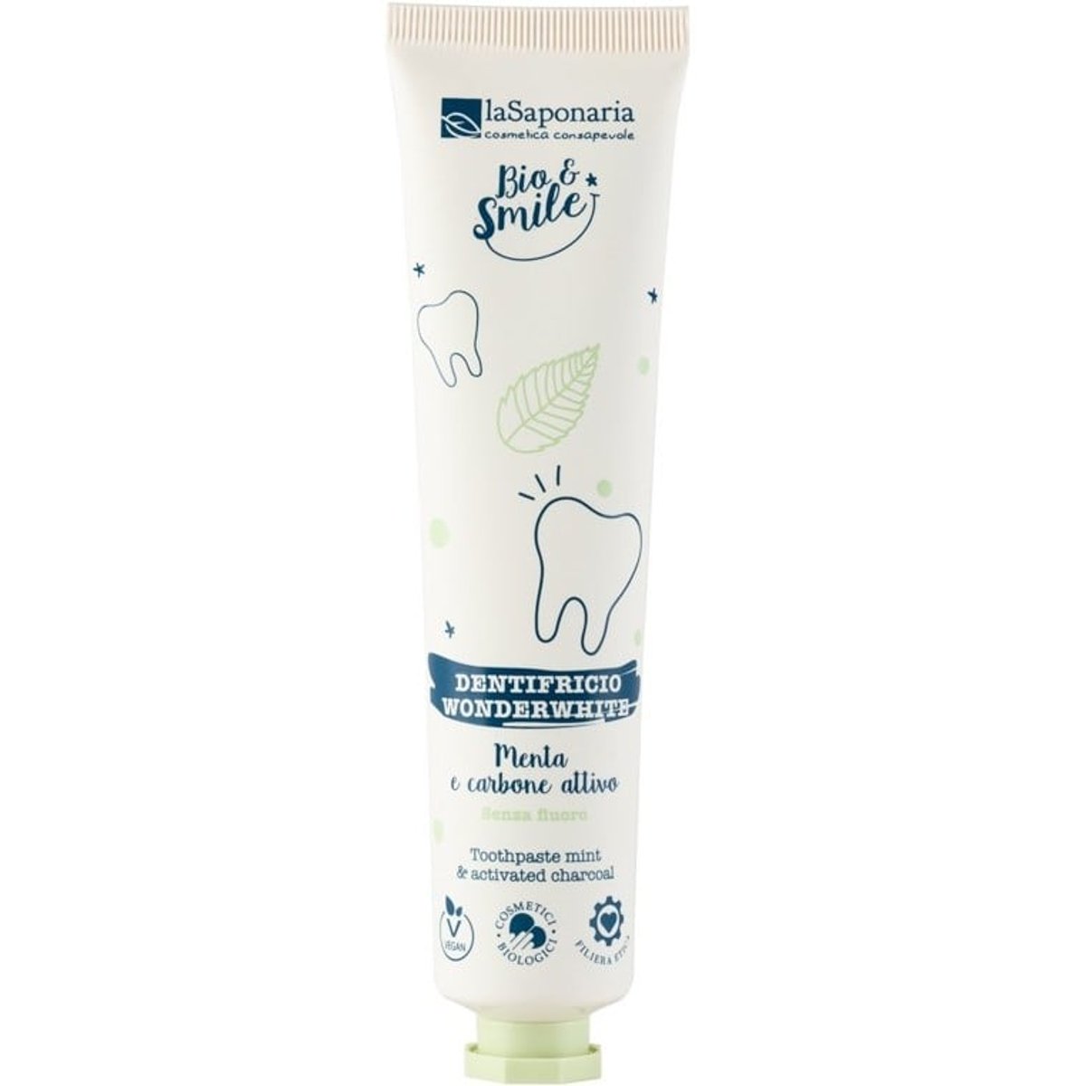 laSaponaria BIO WonderWhite bělicí zubní pasta máta a aktivní uhlí