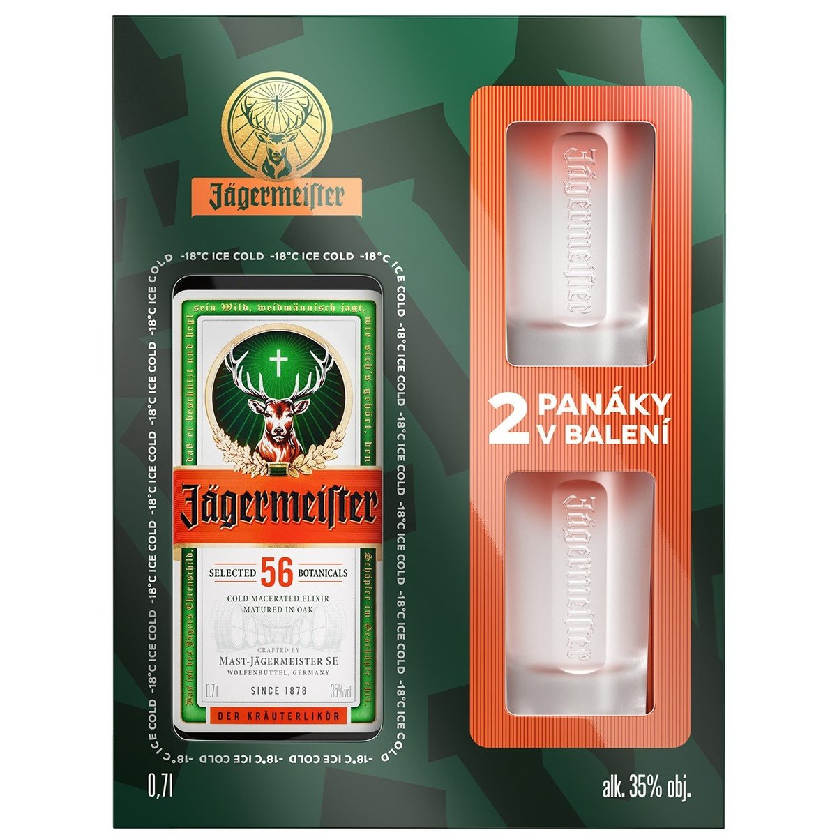 Jägermeister 35 % obj. – dárkové balení se 2 panáky