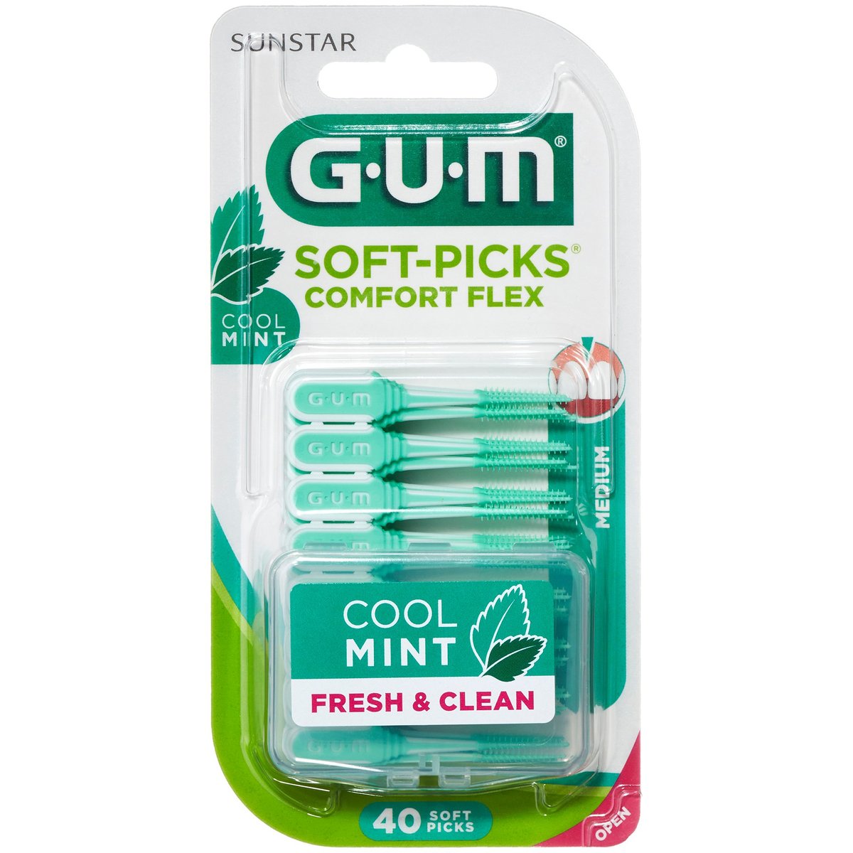 GUM Sunstar GUM Soft-Picks Regular Comfort Flex Mint, ISO 1, 40 ks
